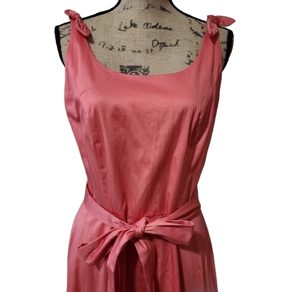 Sleeveless A-line Coral Midi Dress - Large - Picture 2 of 6